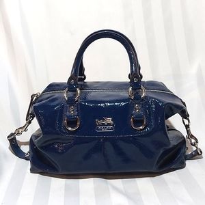 COACH ASHLEY PATENT DARK TEAL BAG!